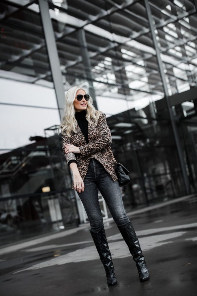 How to wear a leopard blazer over 40