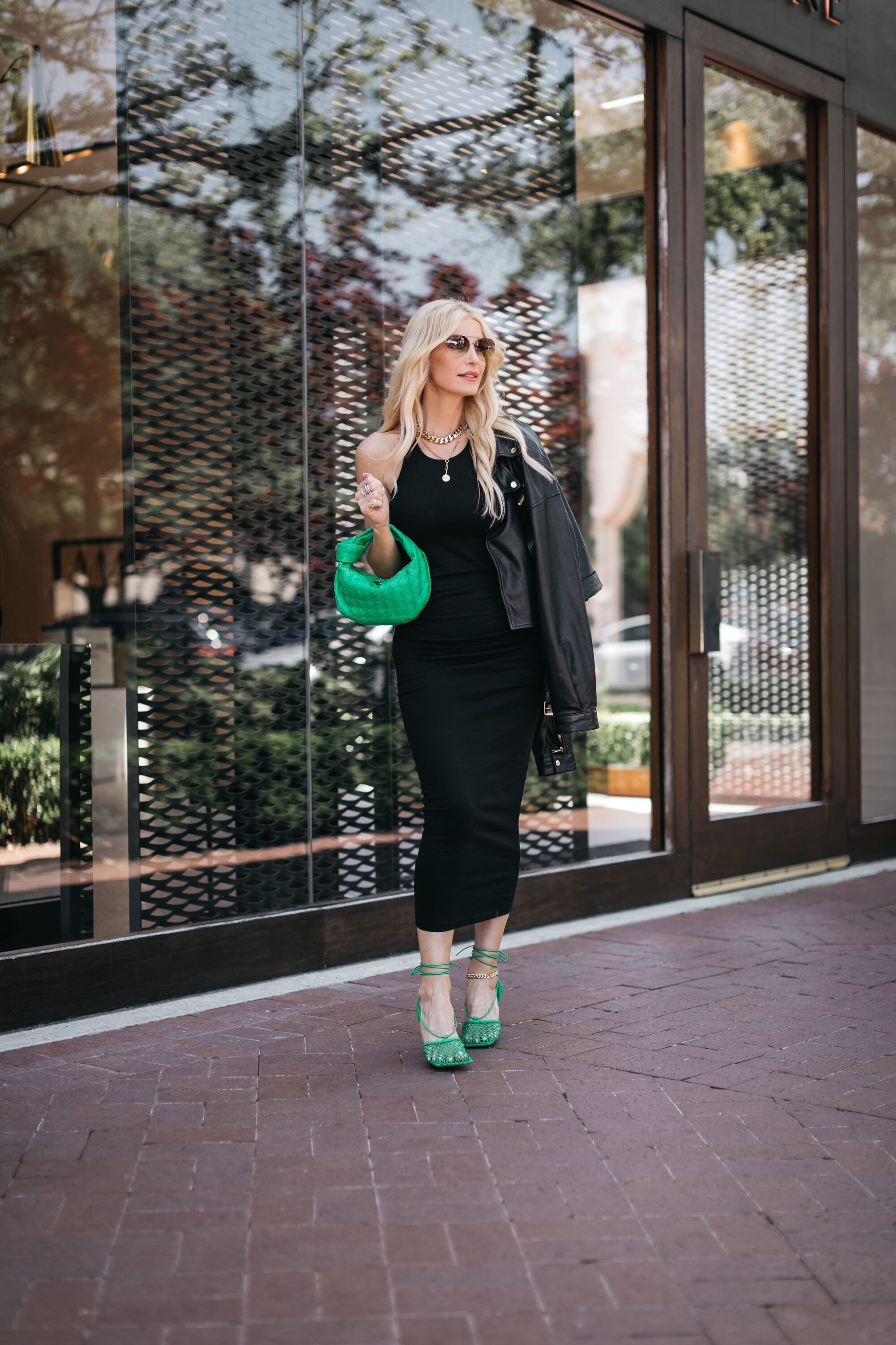 Dallas fashion blogger wearing Bottega Veneta heels