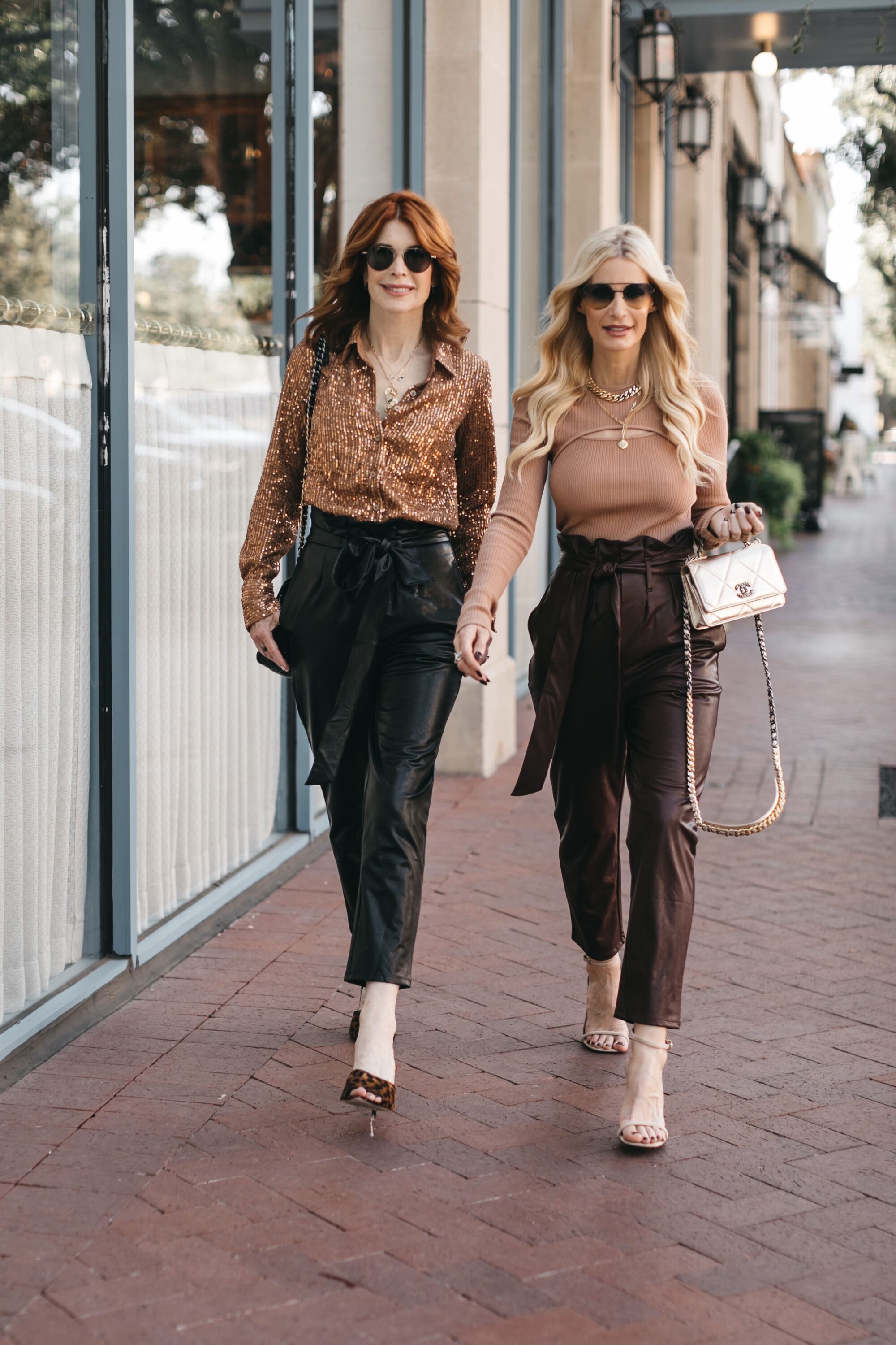 Over 40 Dallas fashion bloggers showcasing how to style paper bag waist pants.