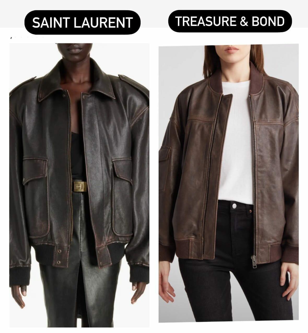 leather jackets from Saint Laurent and Treasure & Bond as higher end and more affordable options.