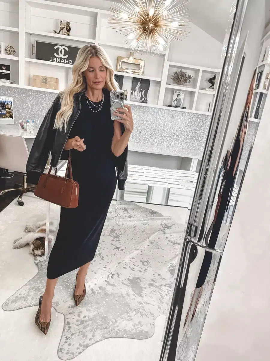 Over 40 fashion influencer wearing snake skin heels as one of 9 comfortable yet stylish shoes for women over 40.