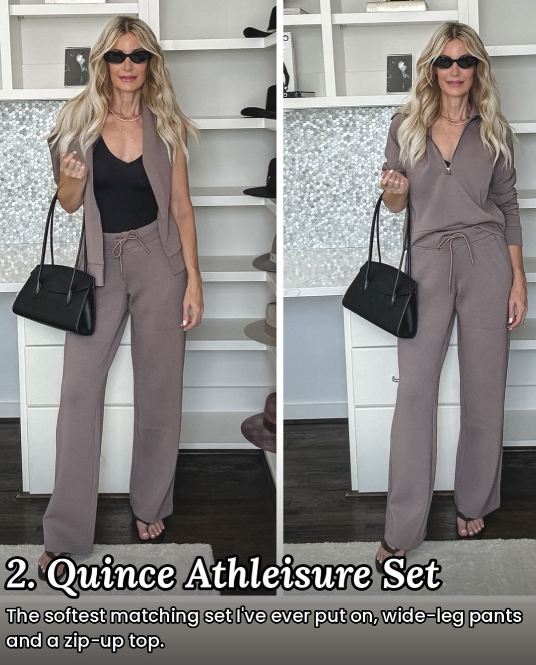 Fashion stylist for women over 40 from Dallas wearing a chic loungewear set.
