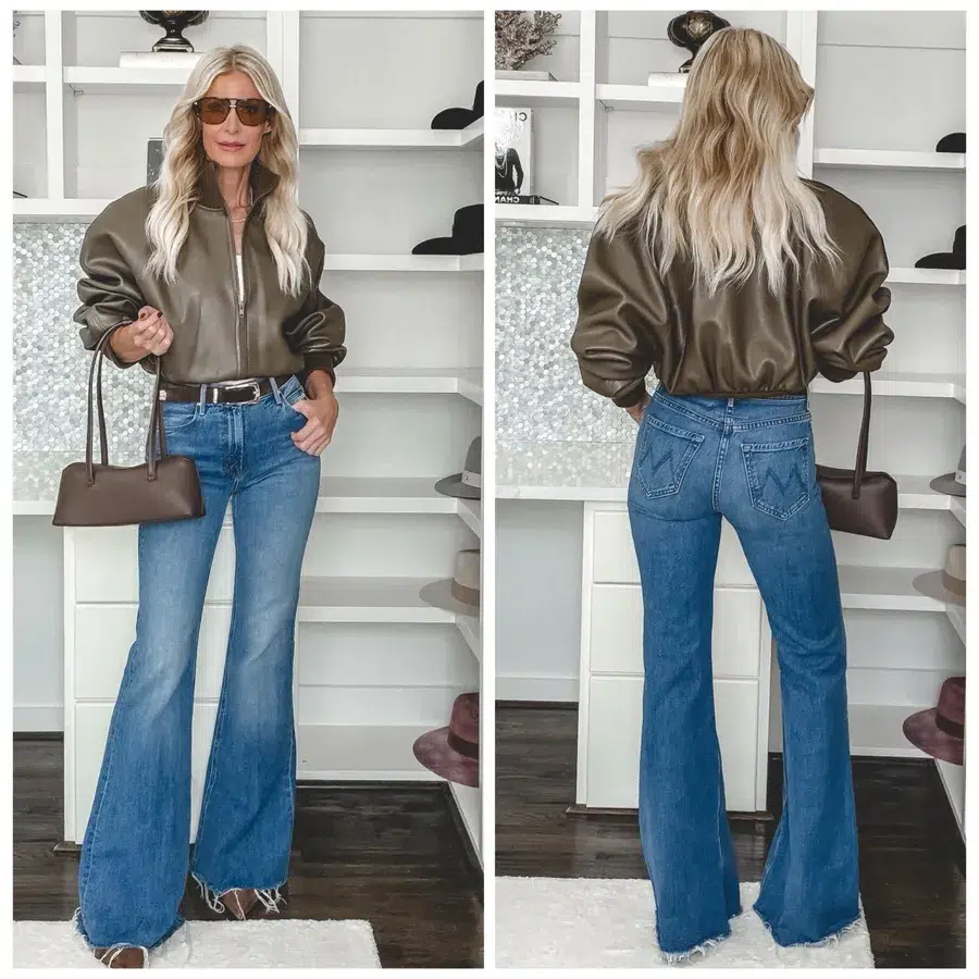 2026 denim trends showcase by a fashion icon for women over 40.